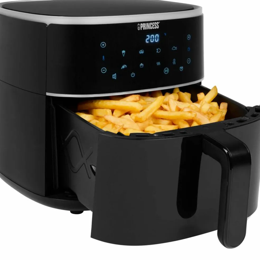 Airfryer 6 liter, svart/sølv