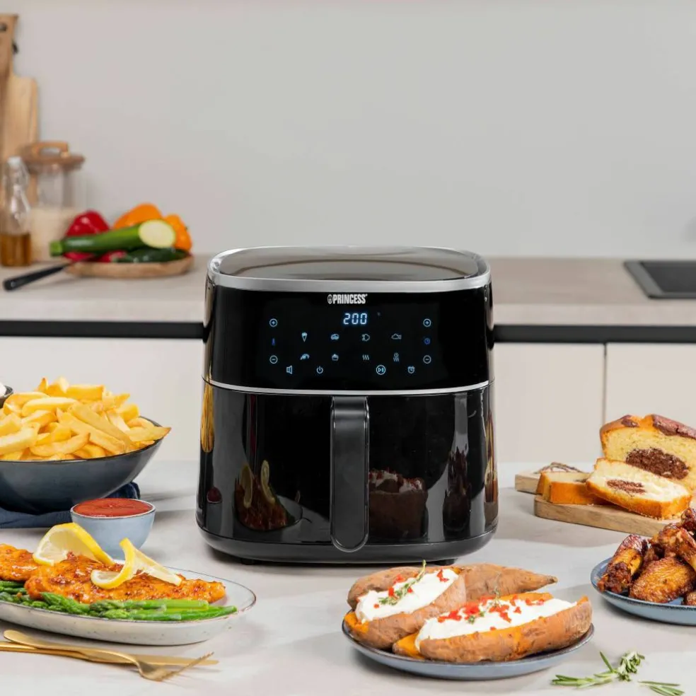Airfryer 6 liter, svart/sølv