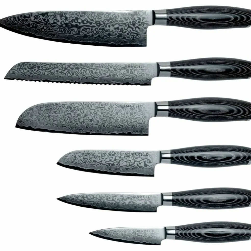 Akio Knivsett, 6 kniver, svart