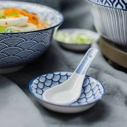 Akio liten suppeskje 4-pakning, blå/hvit