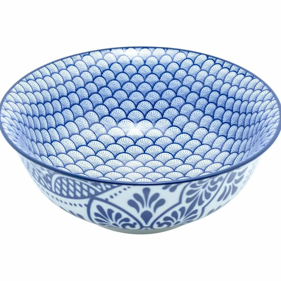 Akio skål 14 cm 4-pakning, blå/hvit