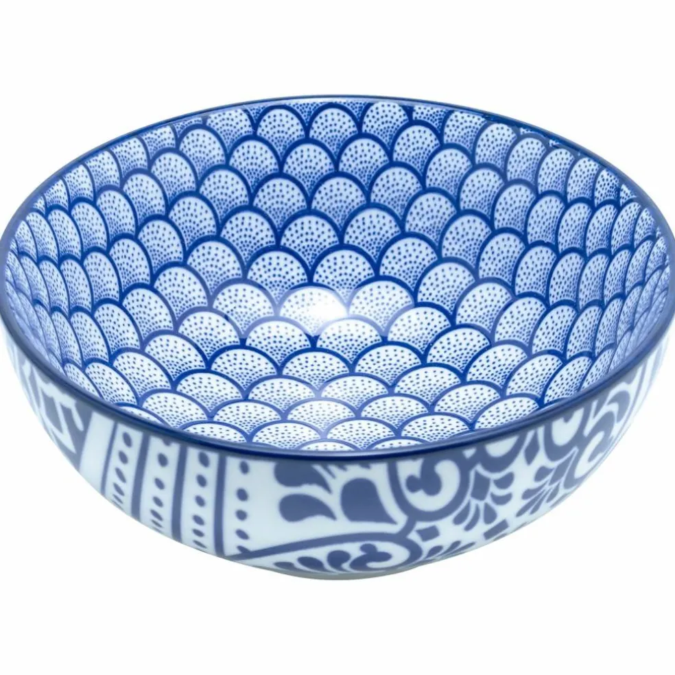 Akio skål 14 cm 4-pakning, blå/hvit