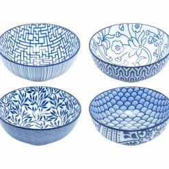 Akio skål 14 cm 4-pakning, blå/hvit