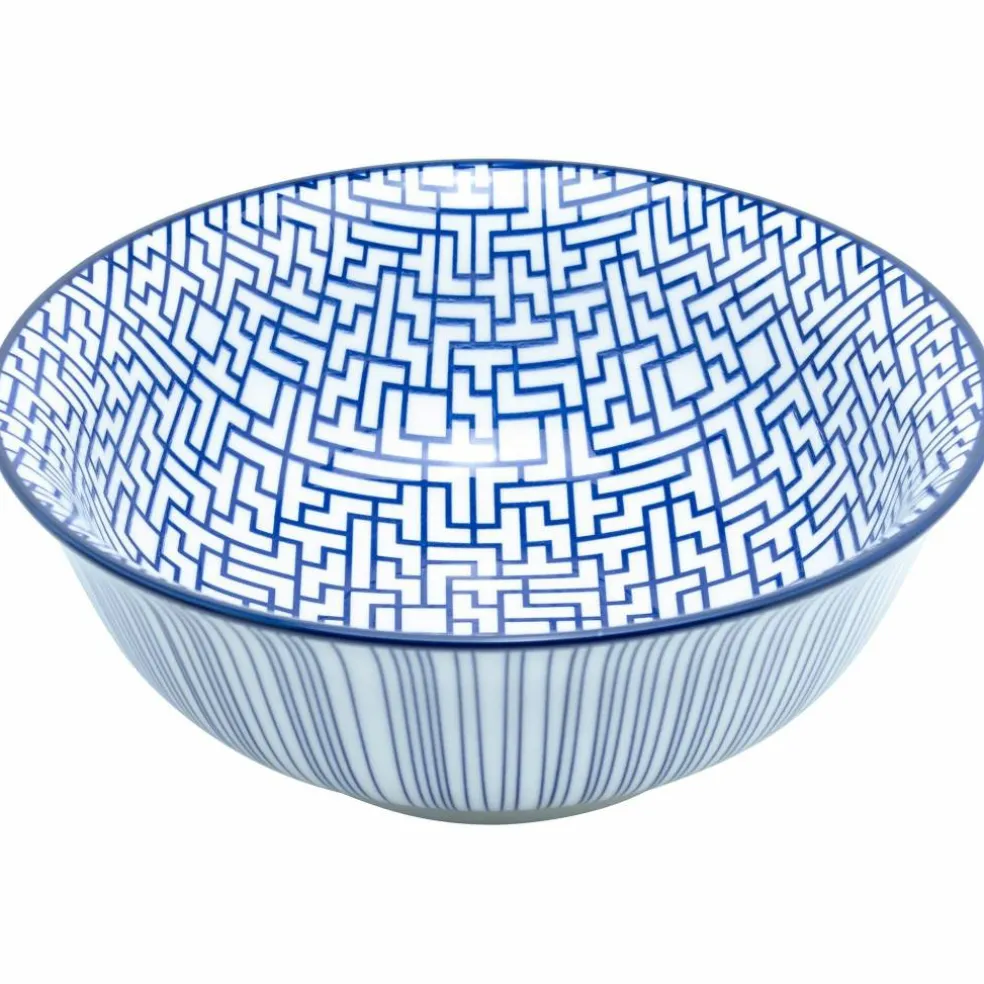 Akio skål 14 cm 4-pakning, blå/hvit
