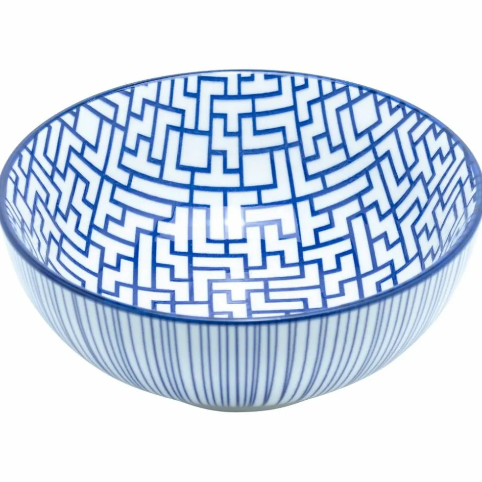 Akio skål 21 cm 4-pakning, blå/hvit