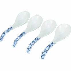 Akio stor suppeskje 16 cm 4-pk, blå/hvit