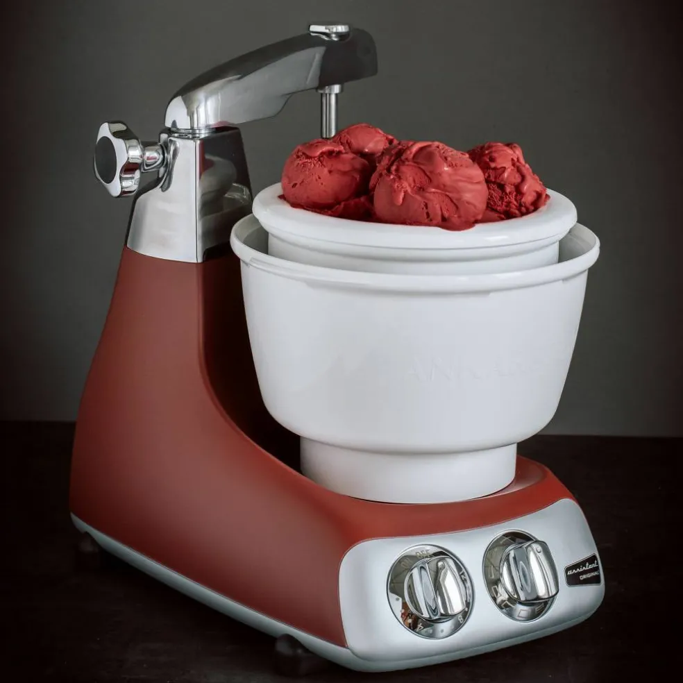 AKM 6230 kjøkkenmaskin med iskremmaskin, rustic maroon