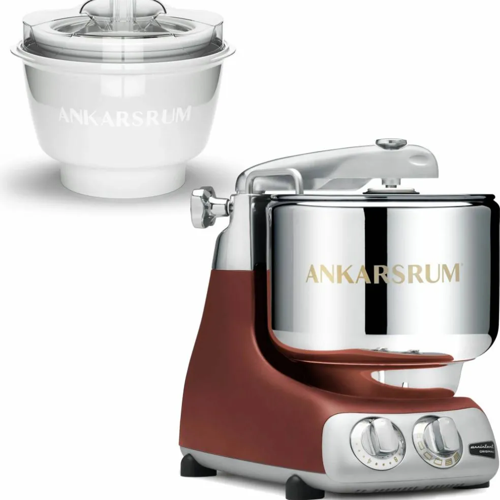 AKM 6230 kjøkkenmaskin med iskremmaskin, rustic maroon