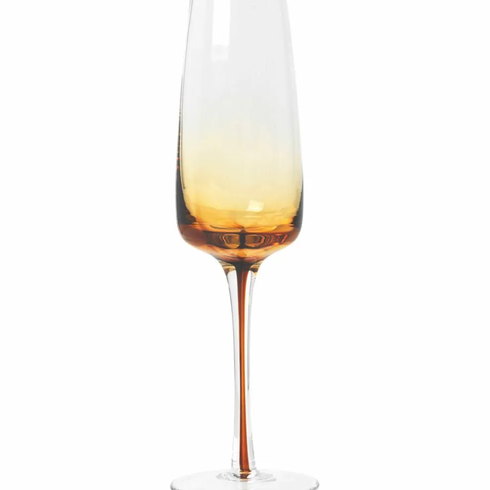 Amber' Munnblåst champagneglass