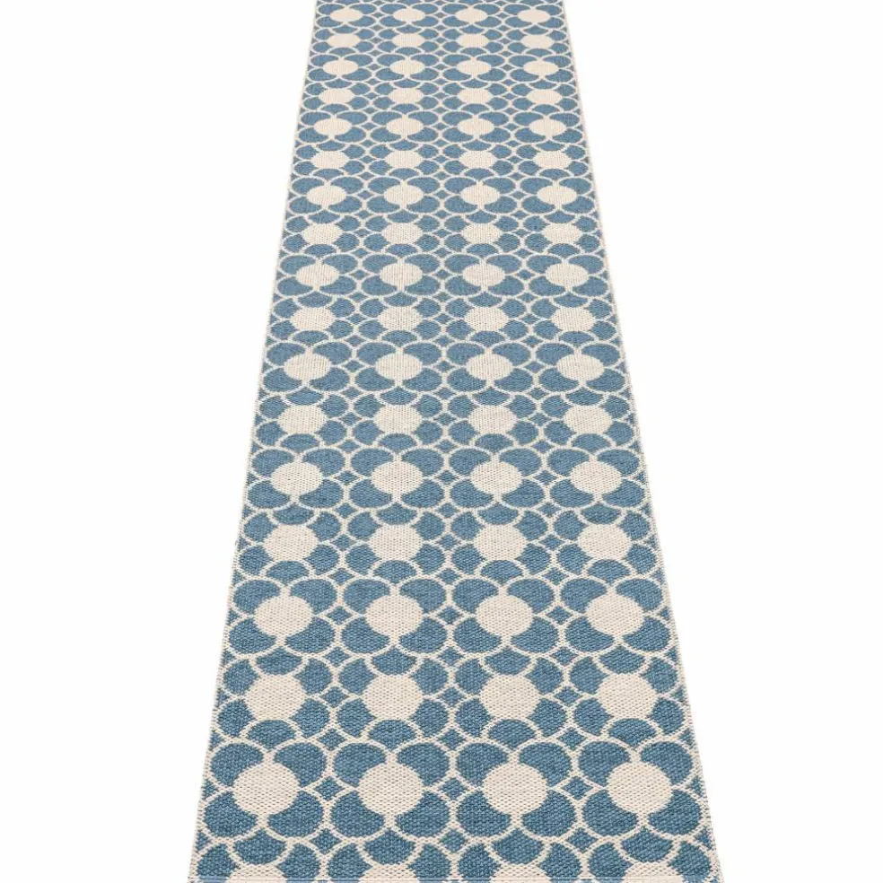 Anya teppe 300 x 70 cm, river blue/vanilla