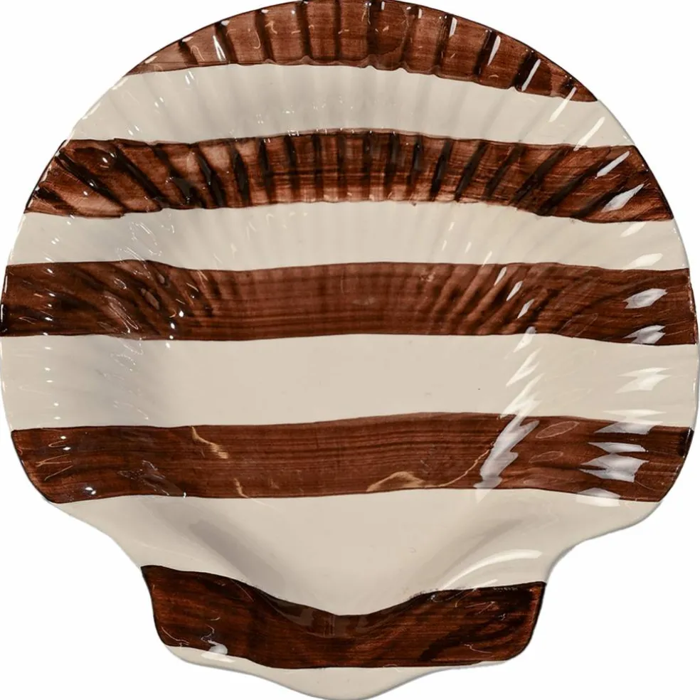 Armona Stripe serveringsfat 23,5 cm, mørkebrun/hvit