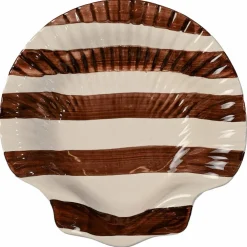 Armona Stripe serveringsfat 23,5 cm, lysebrun/hvit