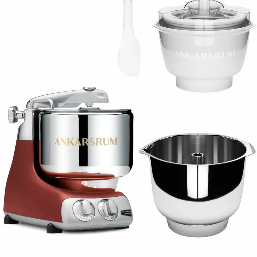 Assistent Original AKM 6230 kjøkkenmaskin med iskremtilbehør og ekstra vispeskål, black chrome