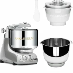 Assistent Original AKM 6230 kjøkkenmaskin med iskremtilbehør og ekstra vispeskål, black chrome