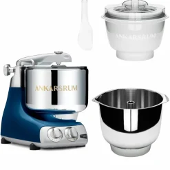 Assistent Original AKM 6230 kjøkkenmaskin med iskremtilbehør og ekstra vispeskål, black chrome