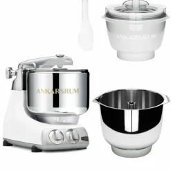 Assistent Original AKM 6230 kjøkkenmaskin med iskremtilbehør og ekstra vispeskål, light creme