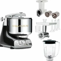 Assistent Original AKM 6230 kjøkkenmaskin med kjøttkvern, skjæretilbehør og blenderkanne, jubilee silver