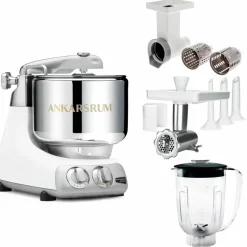Assistent Original AKM 6230 kjøkkenmaskin med kjøttkvern, skjæretilbehør og blenderkanne, svart