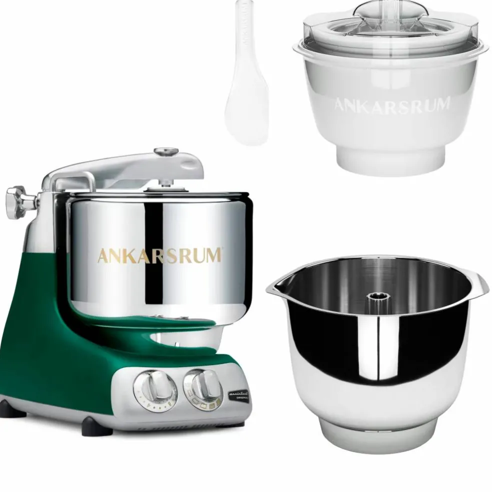 Assistent Original AKM 6230 kjøkkenmaskin med iskremtilbehør og ekstra vispeskål, mineral white
