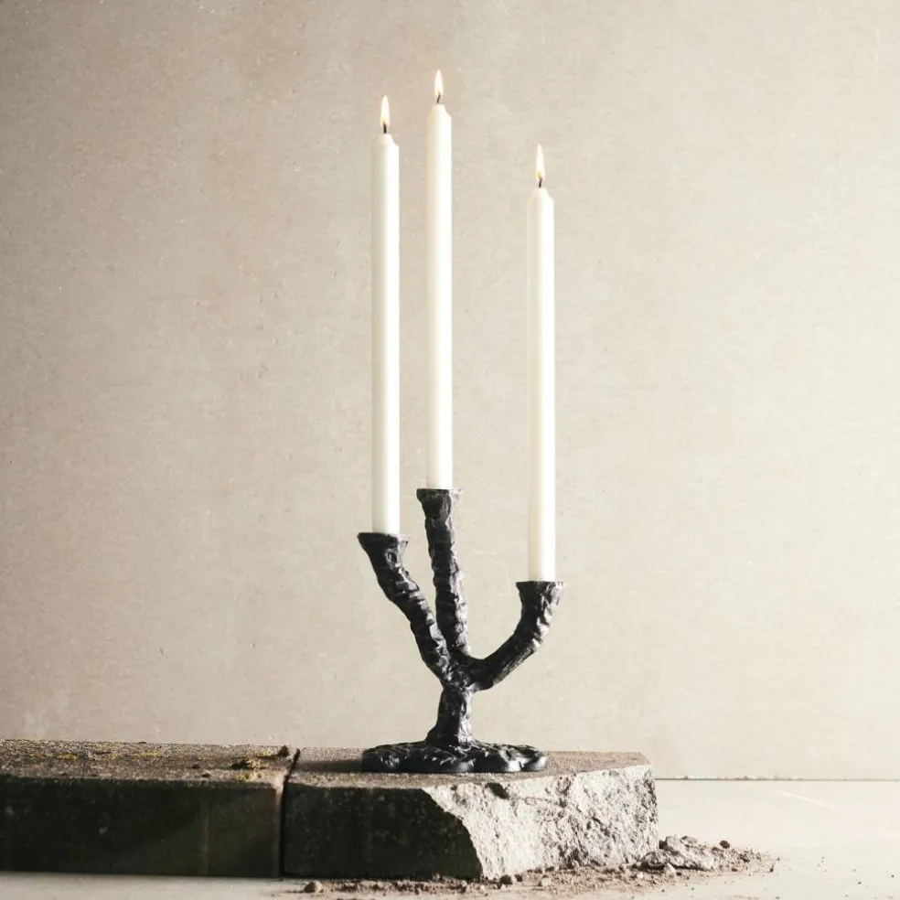 Ava lysestake, antique dark grey