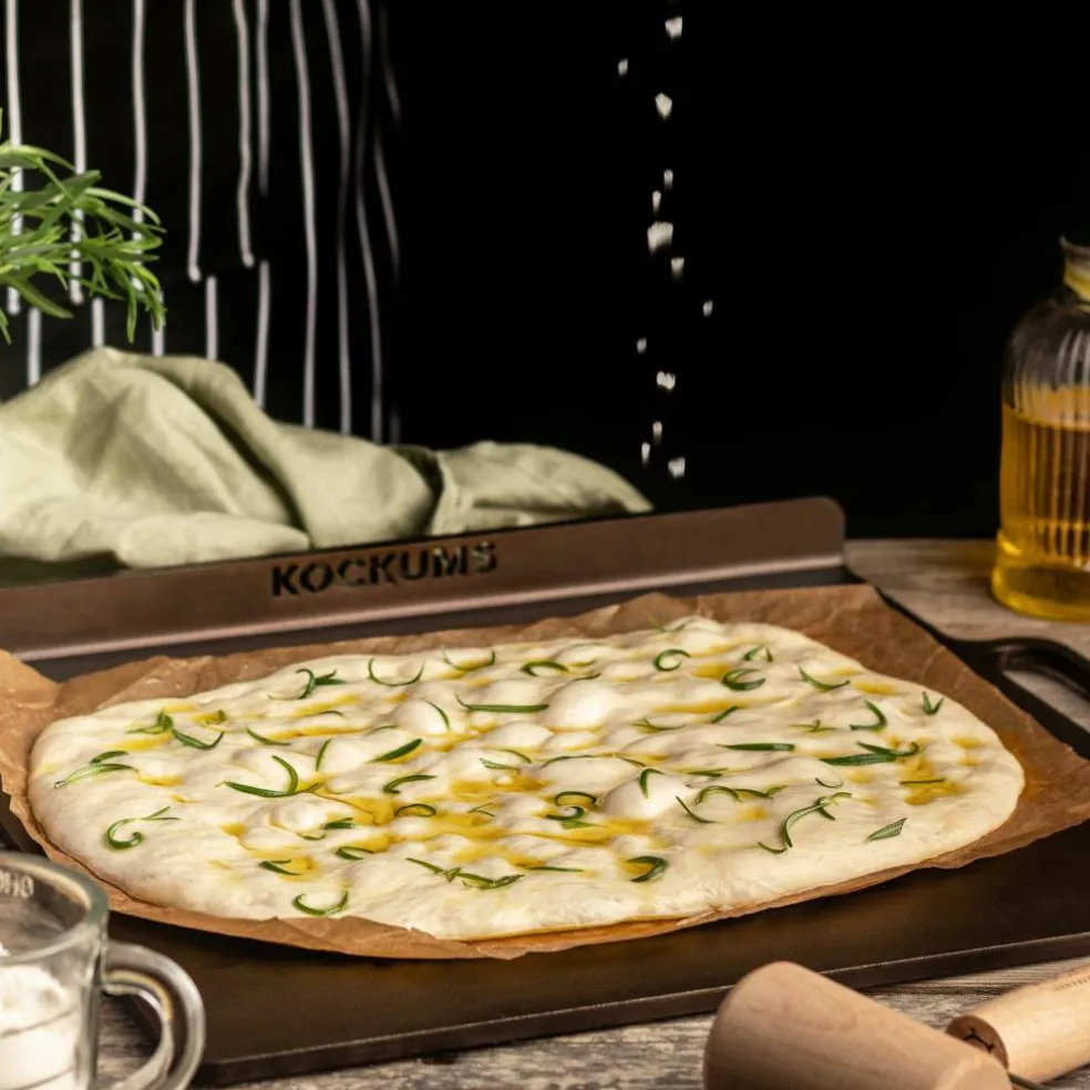 Bake- og Pizzastål med oppbrett, 37x32 cm