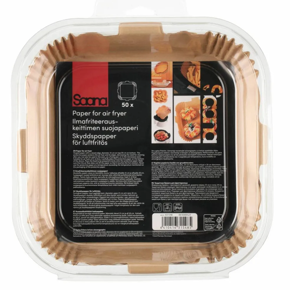 Bakepapir til airfryer 25x20 cm, 50 stk