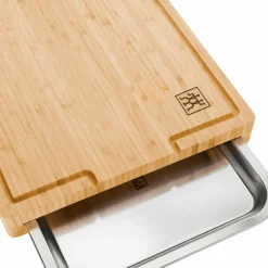 BBQ+ skjærefjøl med brett 39x30 cm, bambus/rustfritt stål
