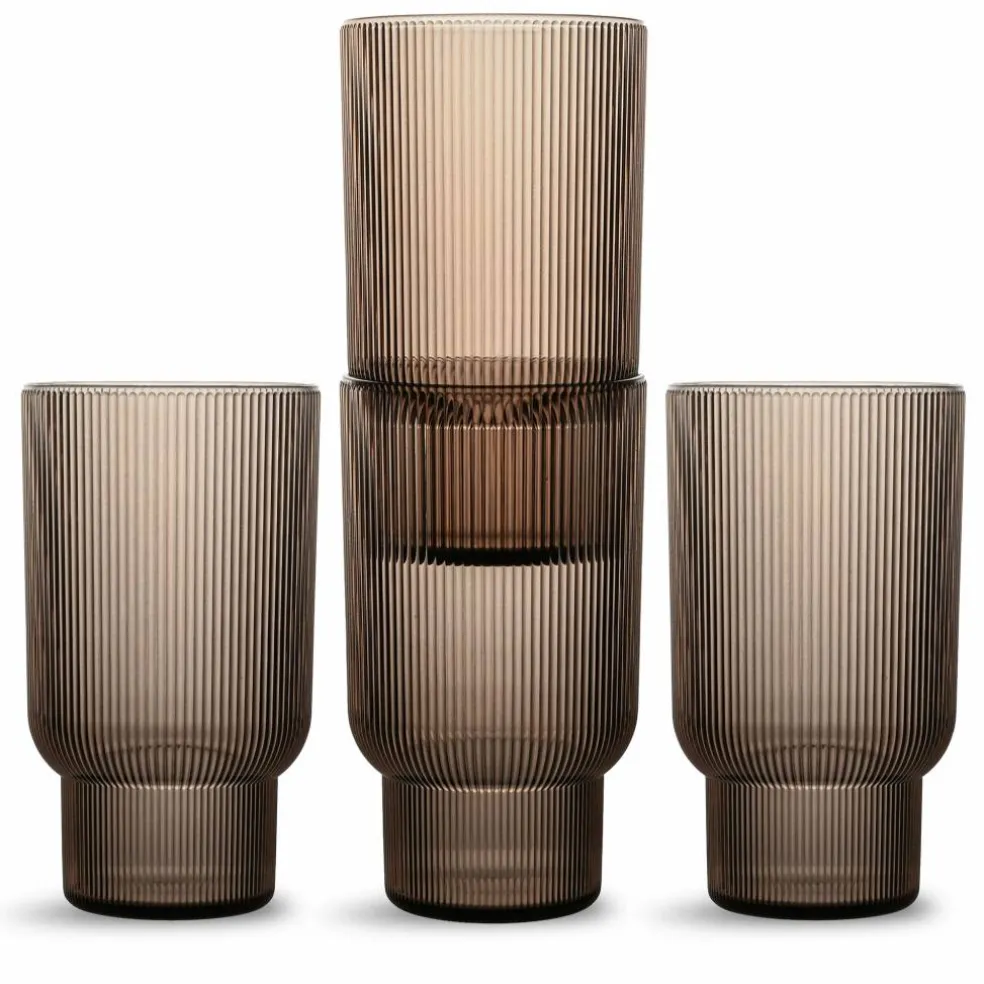 Billi vannglass 4-pakning, brun