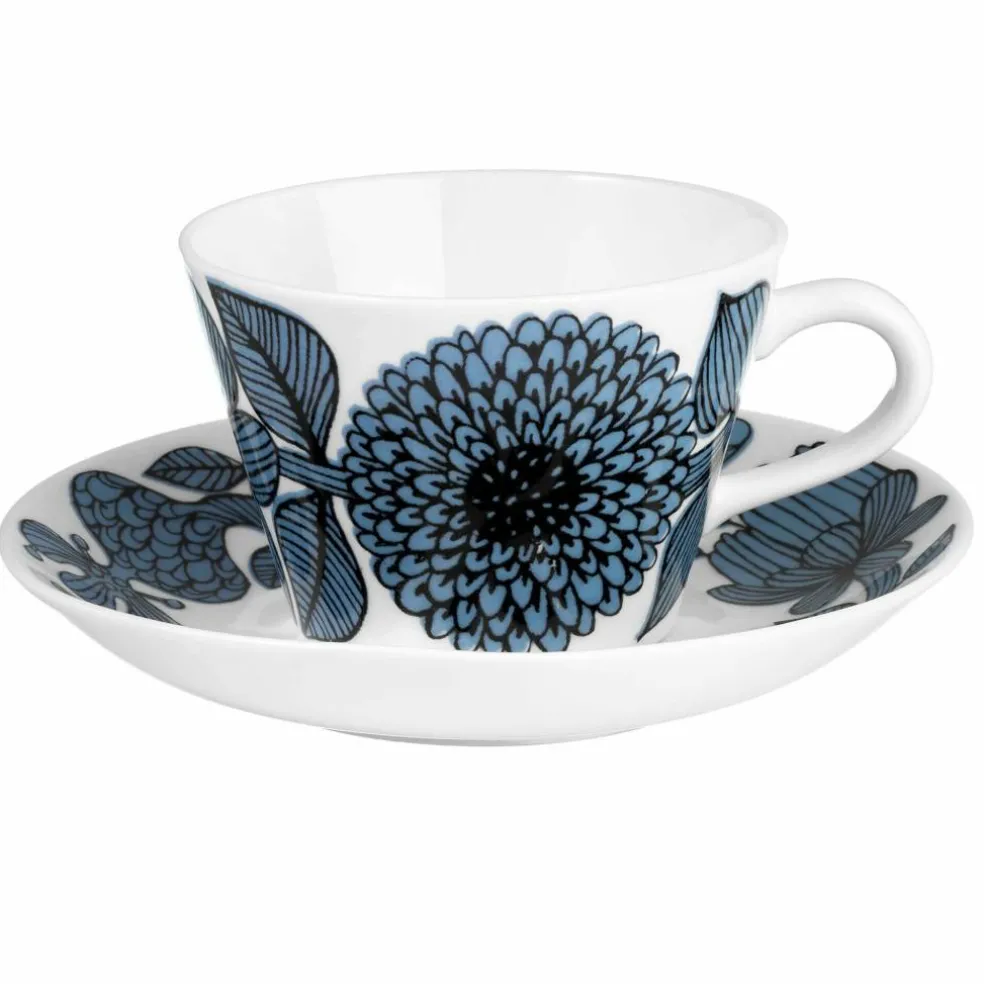 Blå Aster kaffekopp med skål, 15 cl