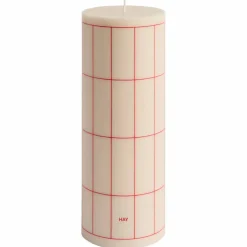 Blokklys large, off-white/red grid check