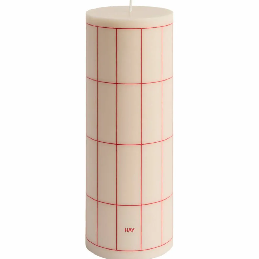 Blokklys large, off-white/red grid check