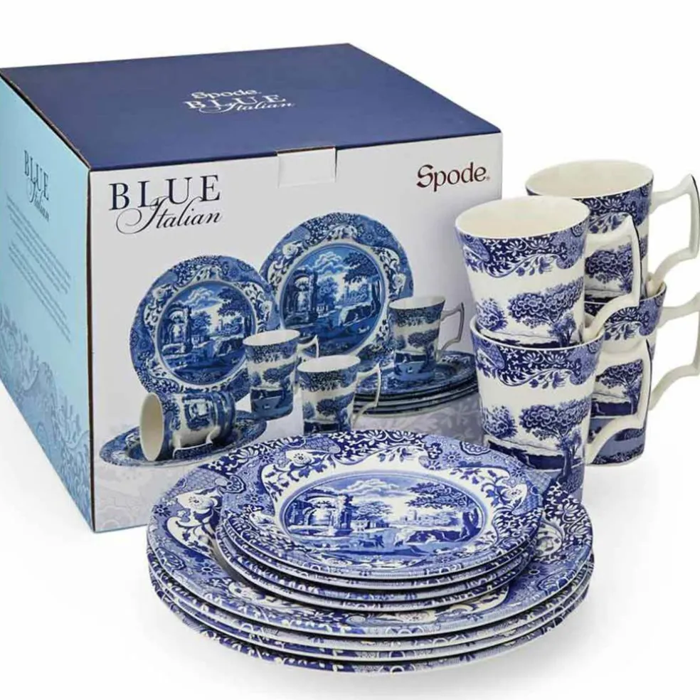 Blue Italian servise 12 deler, blå/hvit