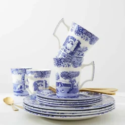 Blue Italian servise 12 deler, blå/hvit
