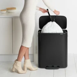 Bo pedalbøtte 60 liter, mattbørstet stål