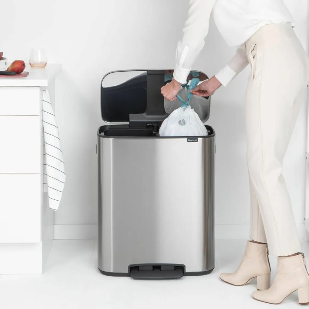 Bo pedalbøtte 2 x 30 liter, platinum