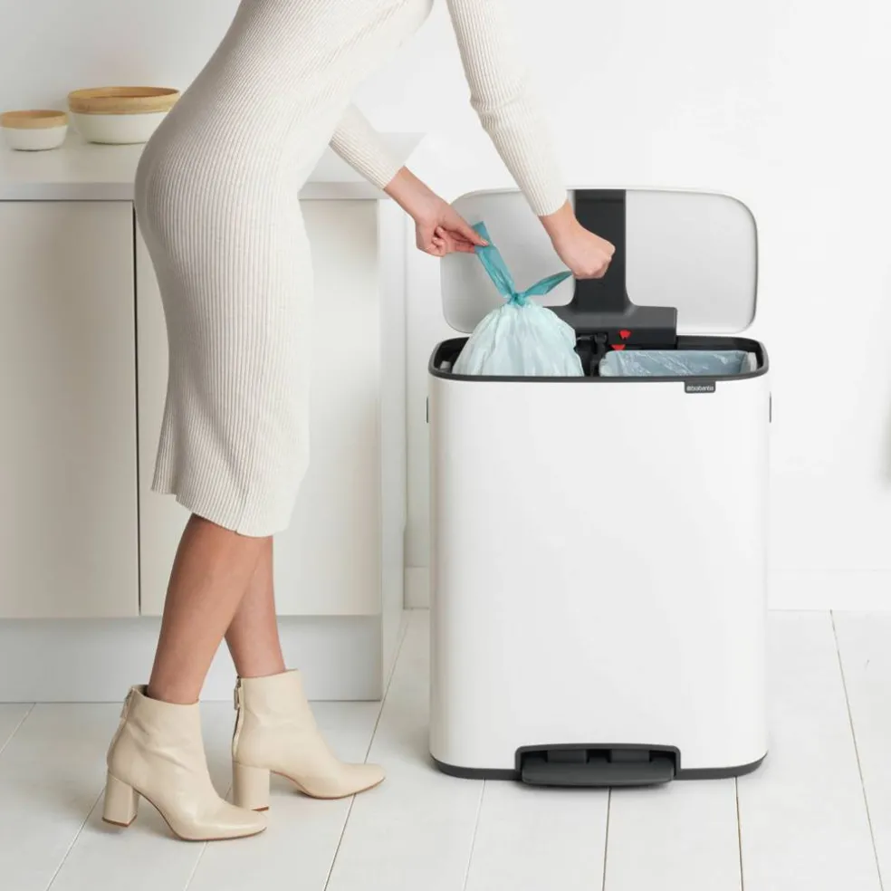 Bo pedalbøtte 2 x 30 liter, platinum