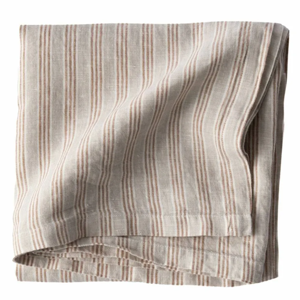 Bordduk i lin 145x330 cm, hazelnut stripe