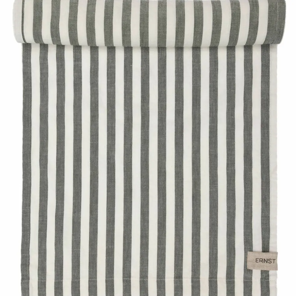 Bordløper bred stripe 45x250 cm, grønn/hvit