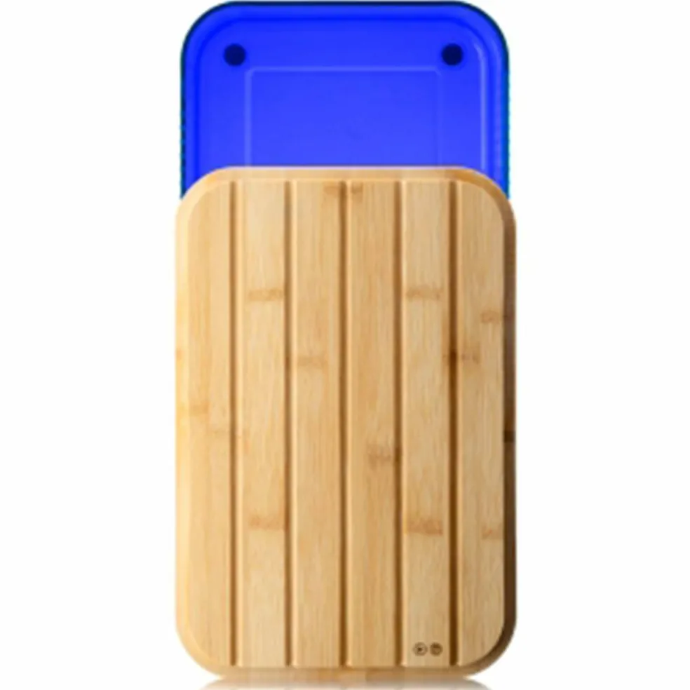 Brødboks med bambuslokk stor, blå