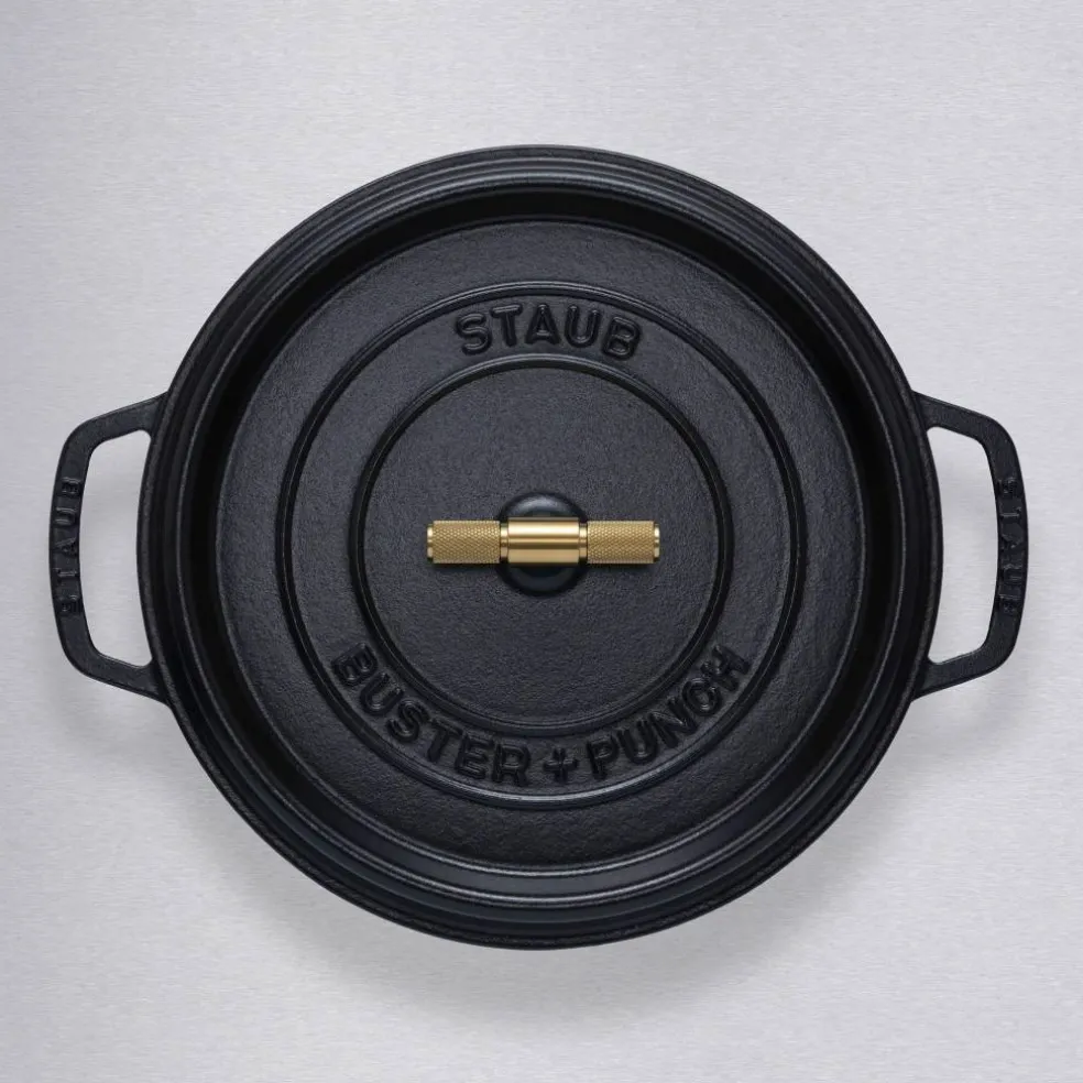 Buster+Punch rund gryte 28 cm, messingknott