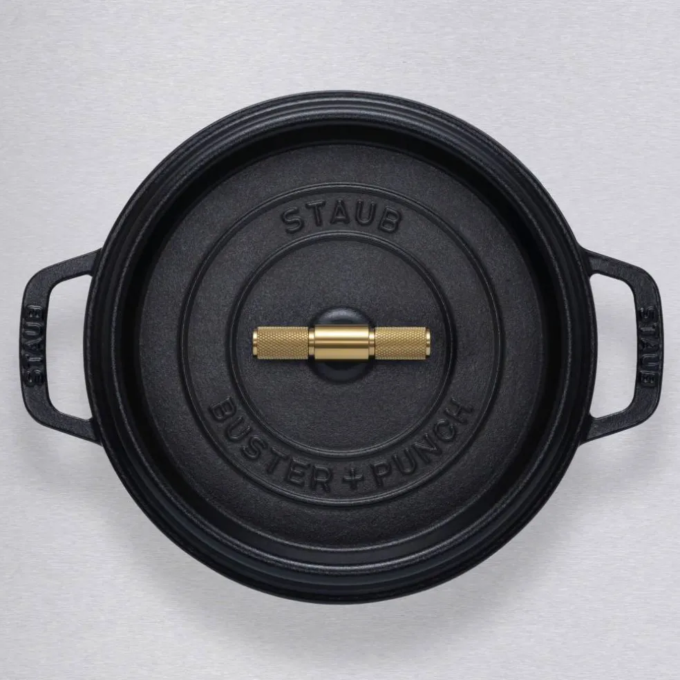 Buster+Punch rund gryte 28 cm, messingknott