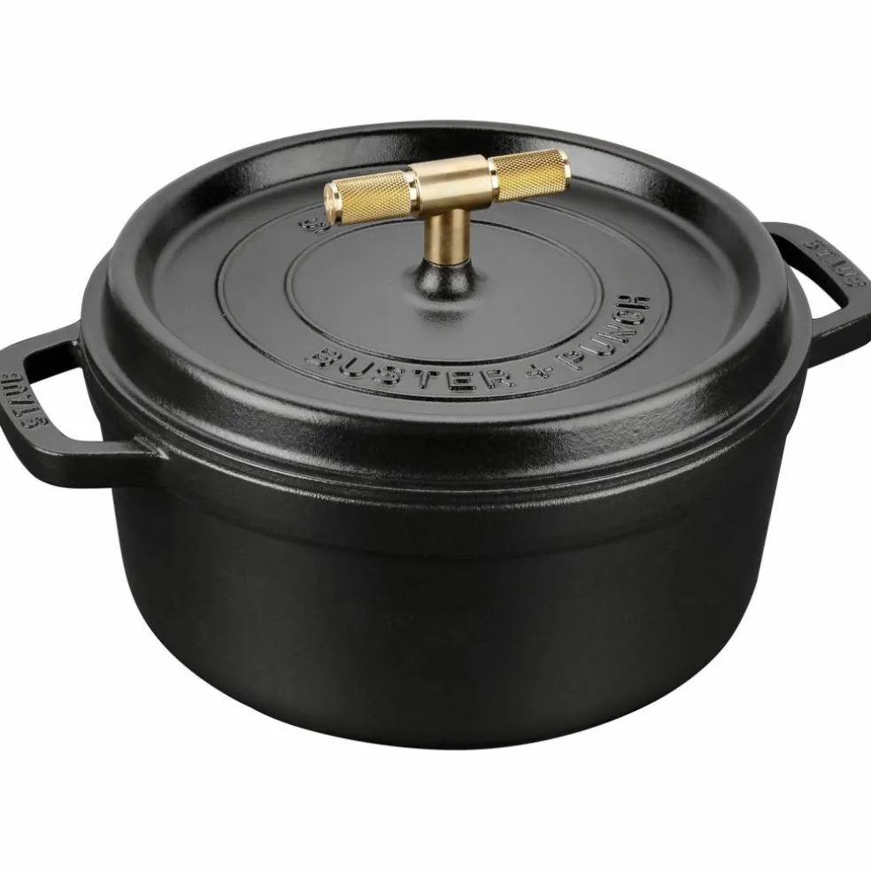 Buster+Punch rund gryte 28 cm, messingknott
