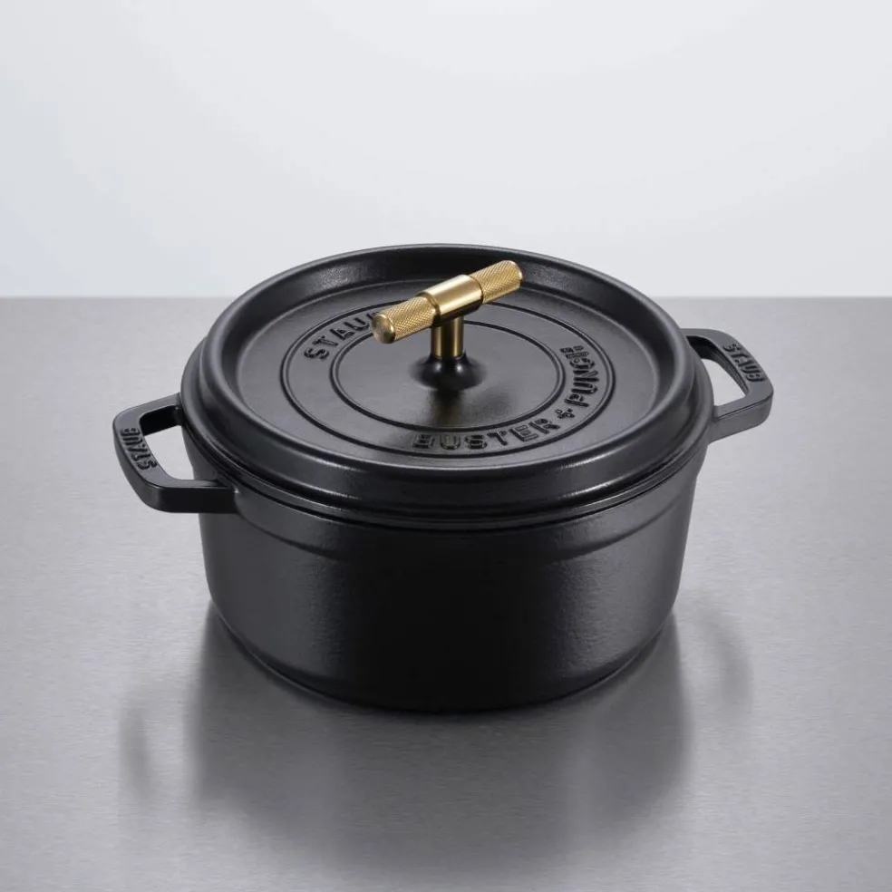 Buster+Punch rund gryte 28 cm, messingknott