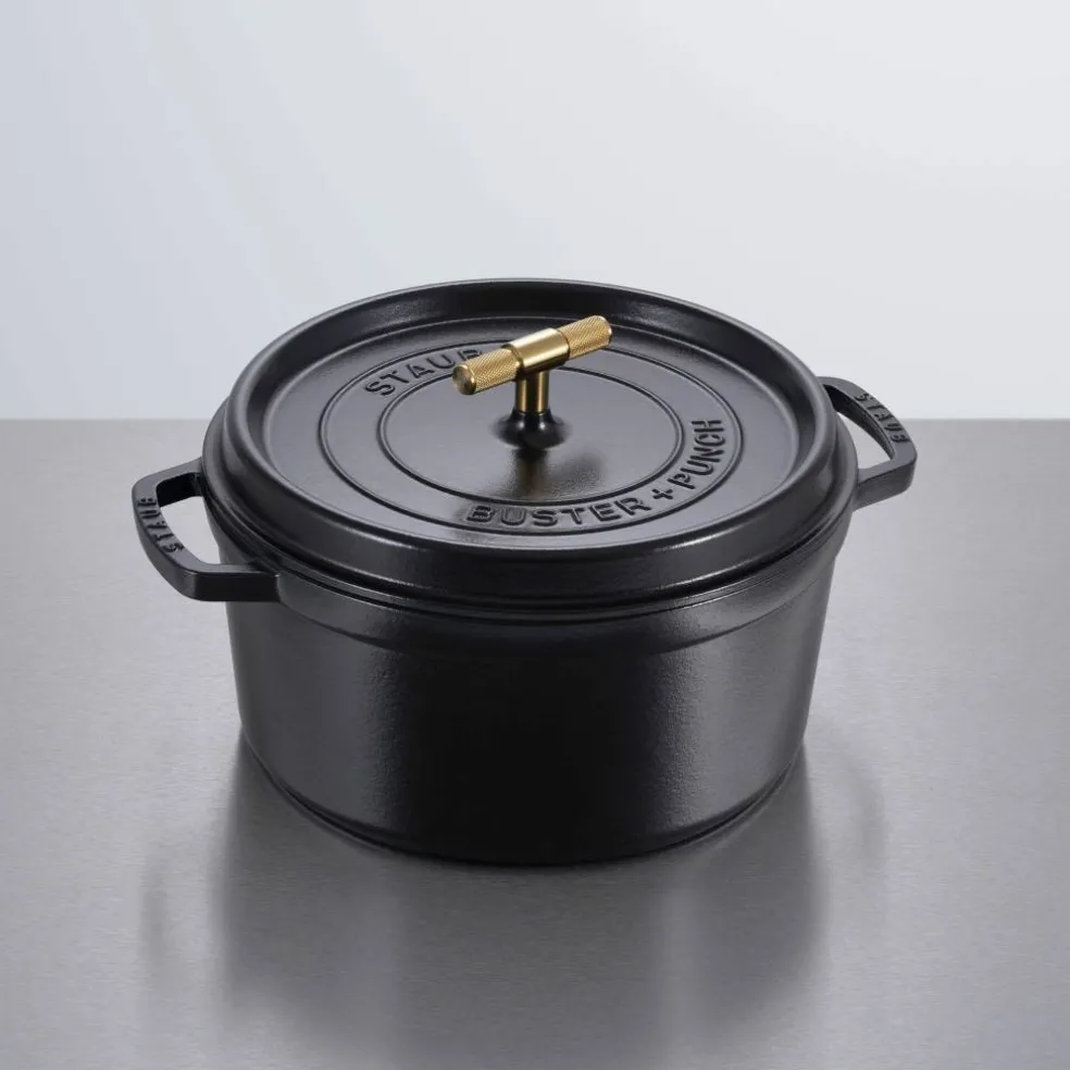 Buster+Punch rund gryte 28 cm, messingknott