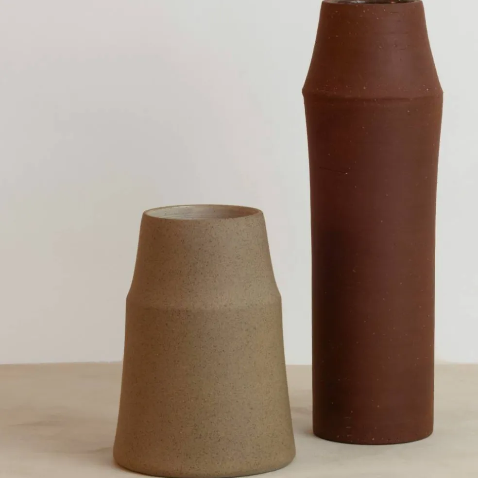 Clay vase 18 cm, warm sand