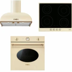 Colonial innbyggingsovn + induksjonstopp + kjøkkenvifte, creme