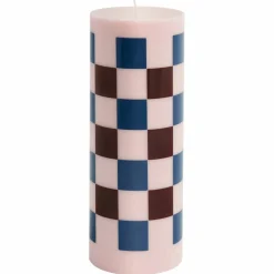 Column lys large, light blue/dusty blue check