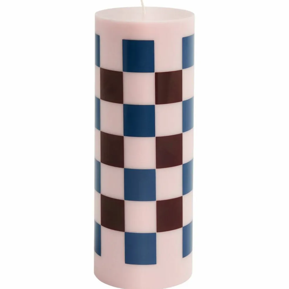 Column lys large, light blue/dusty blue check