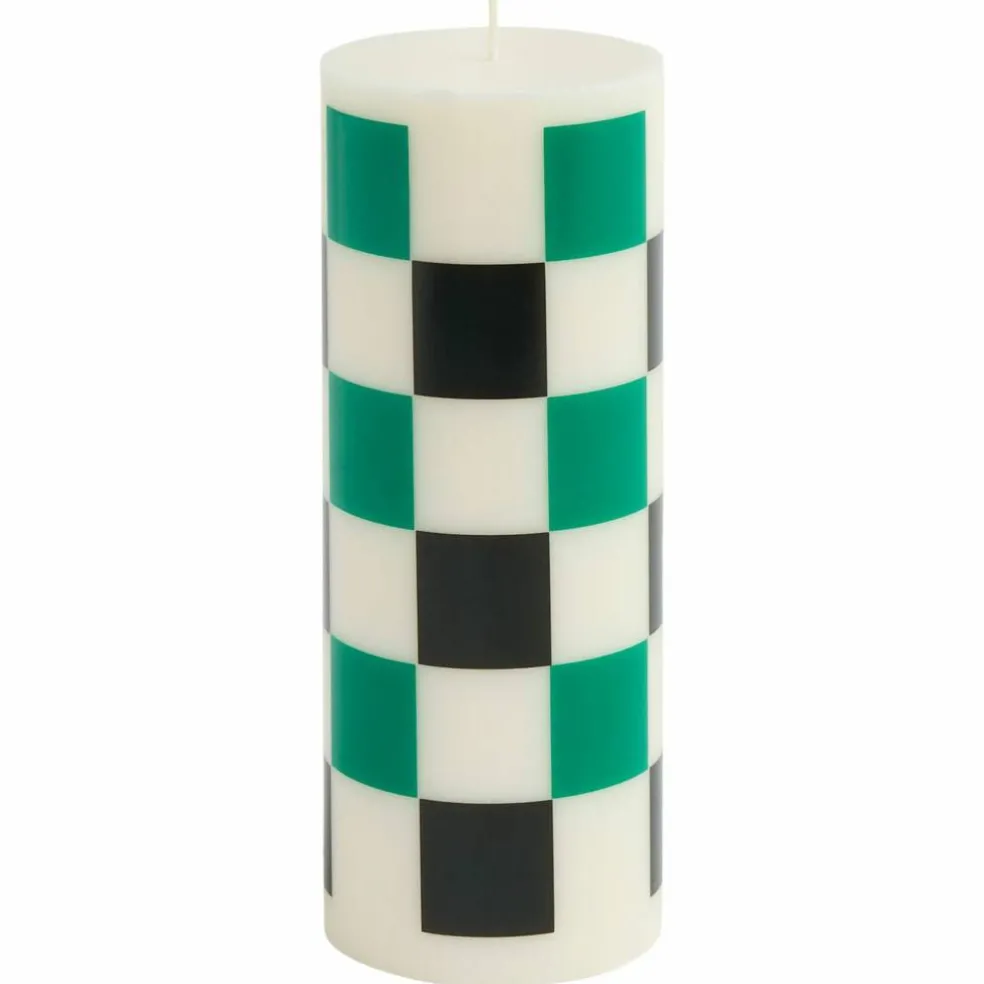 Column lys medium, white green/black check