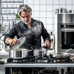 Cookware Collection Kasserolle med lokk, rustfrit stål 1,5 liter, 16 cm
